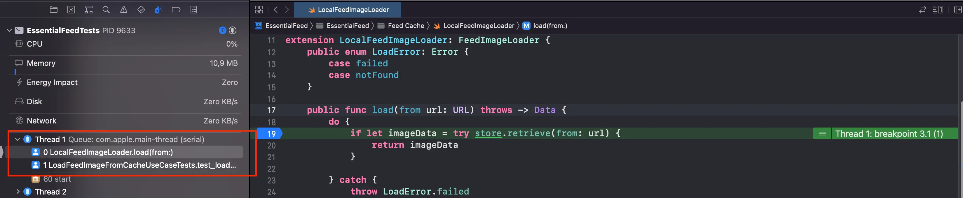 Main thread use showing in Xcode